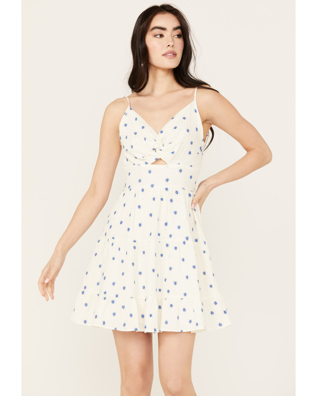 Wild Moss Women's Knot Front Print Mini Dress