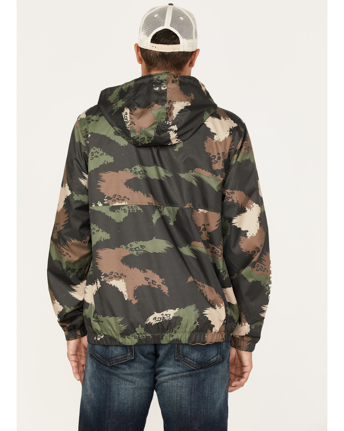 Brixton Men's Camo Print Claxton Crest Logo Graphic Hooded Zip Jacket