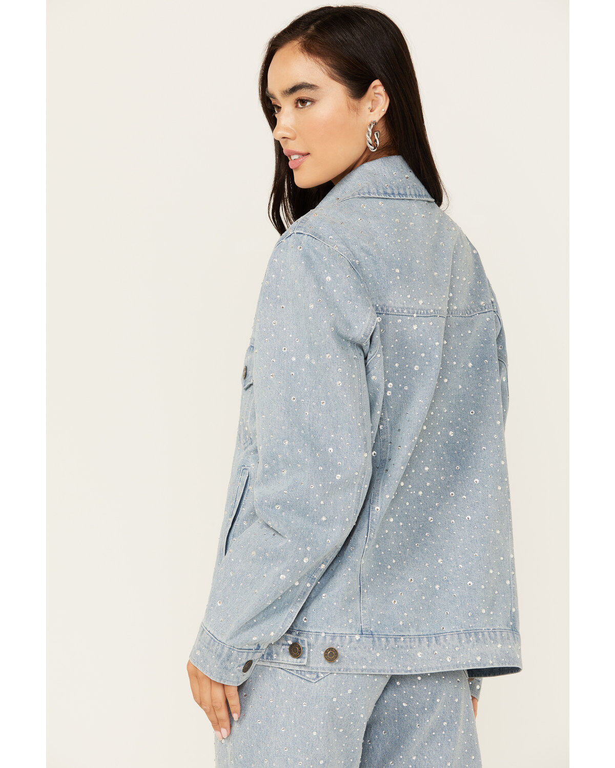 Show Me Your Mumu Women's Light Wash Embellished Dover Denim Jacket