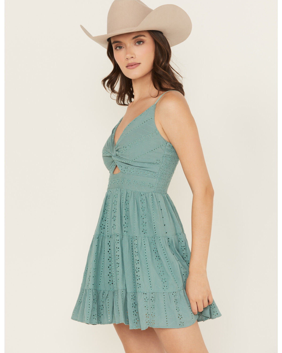 Angie Women's Eyelet Sleeveless Mini Dress