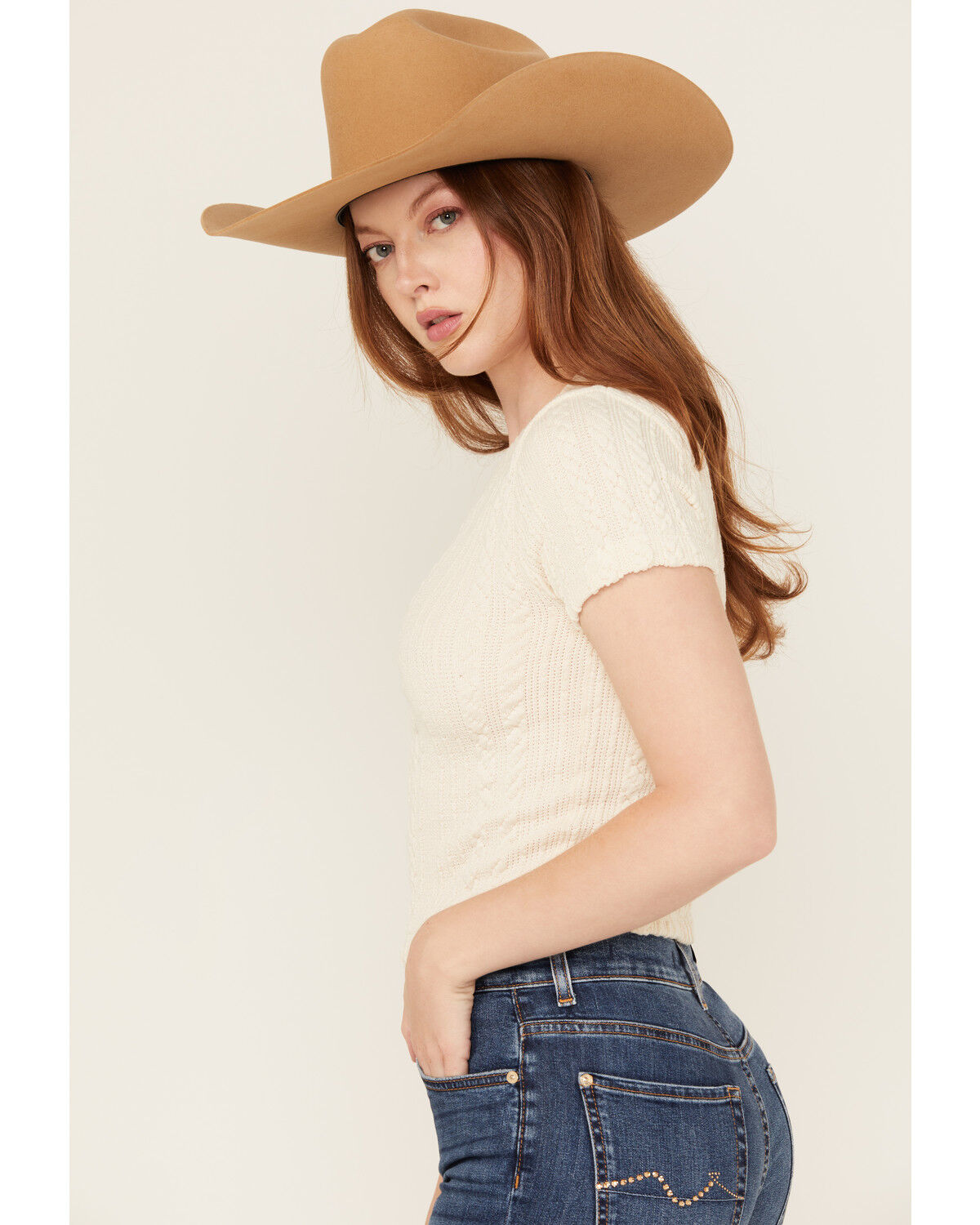 Evergreen Women's Cable Rib Short Sleeve Top