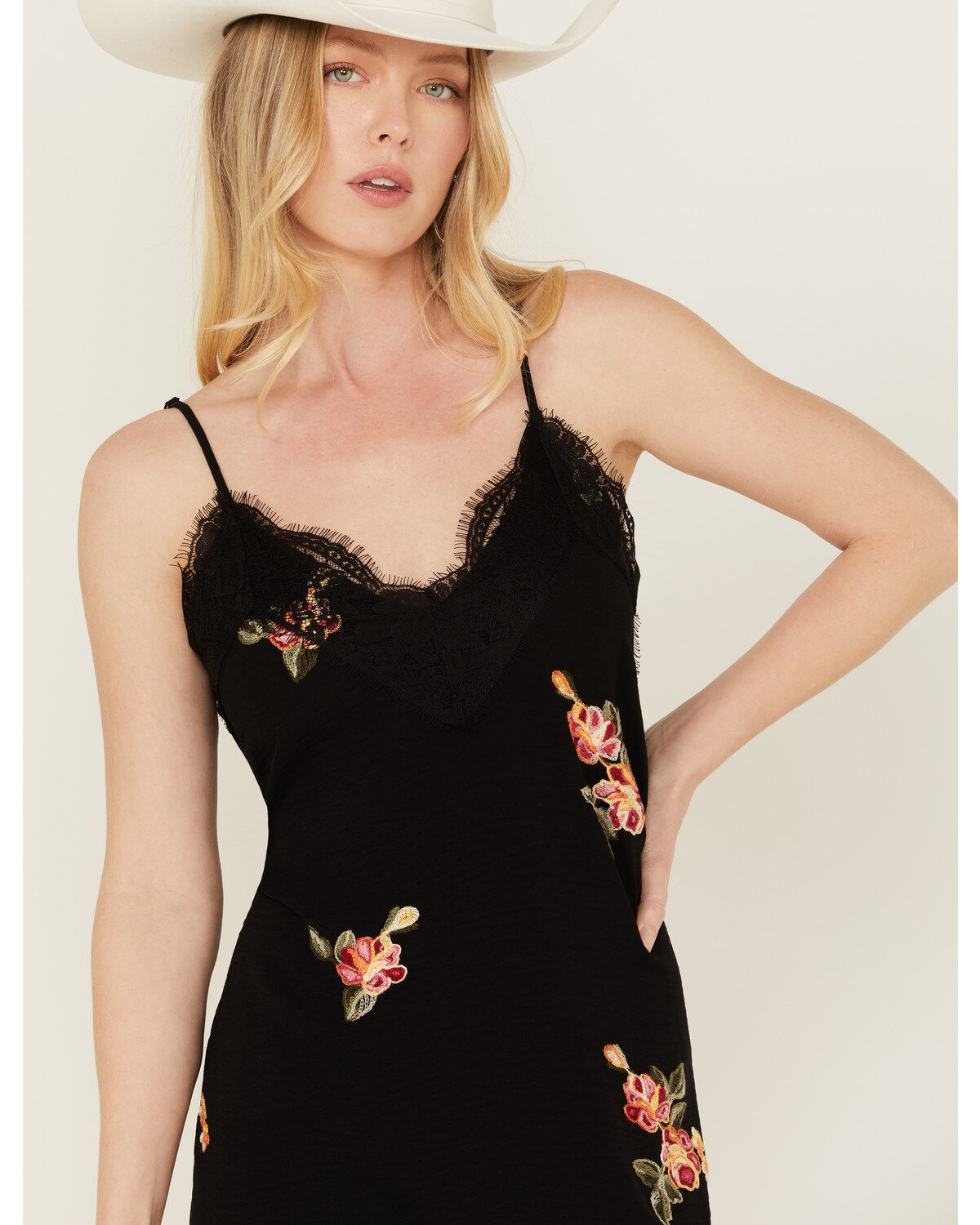 Wild Moss Women's Embroidered Slip Midi Dress