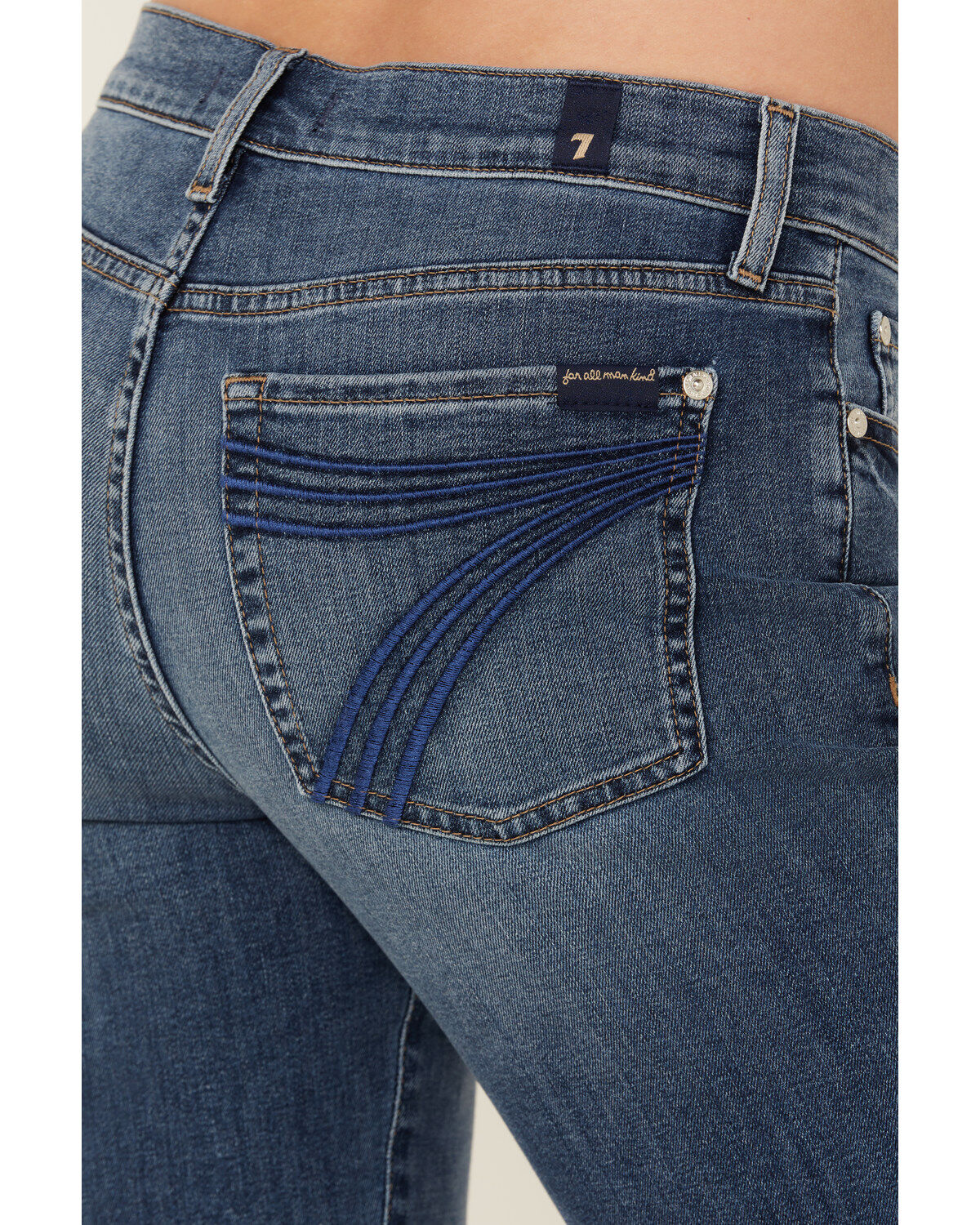 7 For All Mankind Women's Dark Wash Mid Rise Marsh Tailorless Dojo Trouser Stretch Denim Jeans