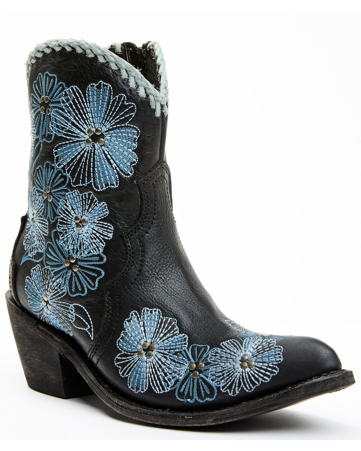 Carborca Silver by Liberty Black Women's Loren Tonal Floral Embroidered Western Fashion Booties - Snip Toe