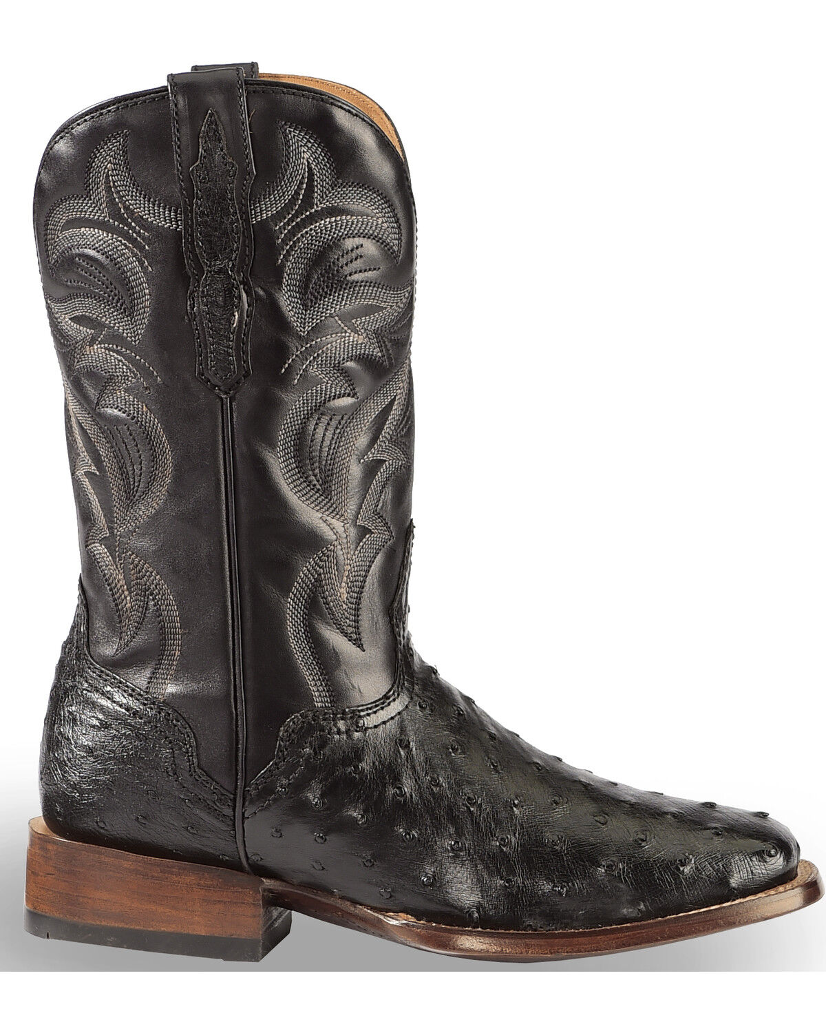 El Dorado Men's Handmade Full Quill Ostrich Stockman Boots - Broad Square Toe