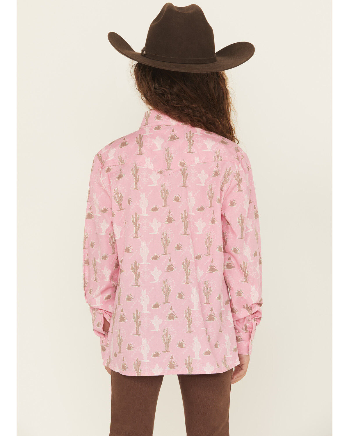 Panhandle Girls Cactus Print Long Sleeve Snap Western Shirt