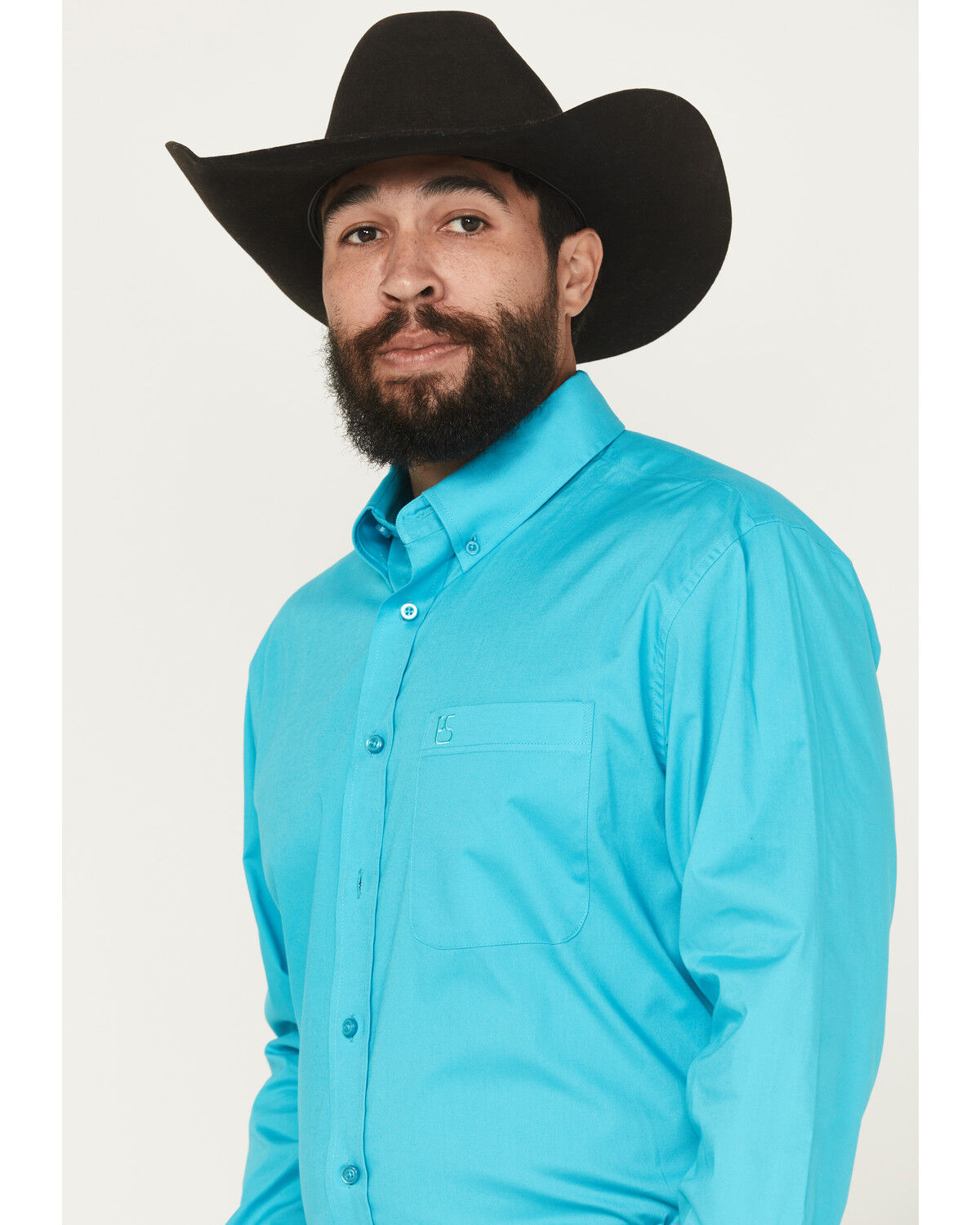 Panhandle Select Men's Solid Long Sleeve Button-Down Stretch Western Shirt