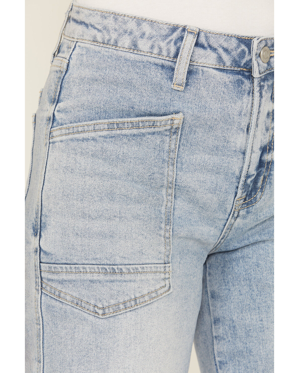 Flying Monkey Women's Katie Light Wash Super High Rise Barrel Stretch Denim Jeans