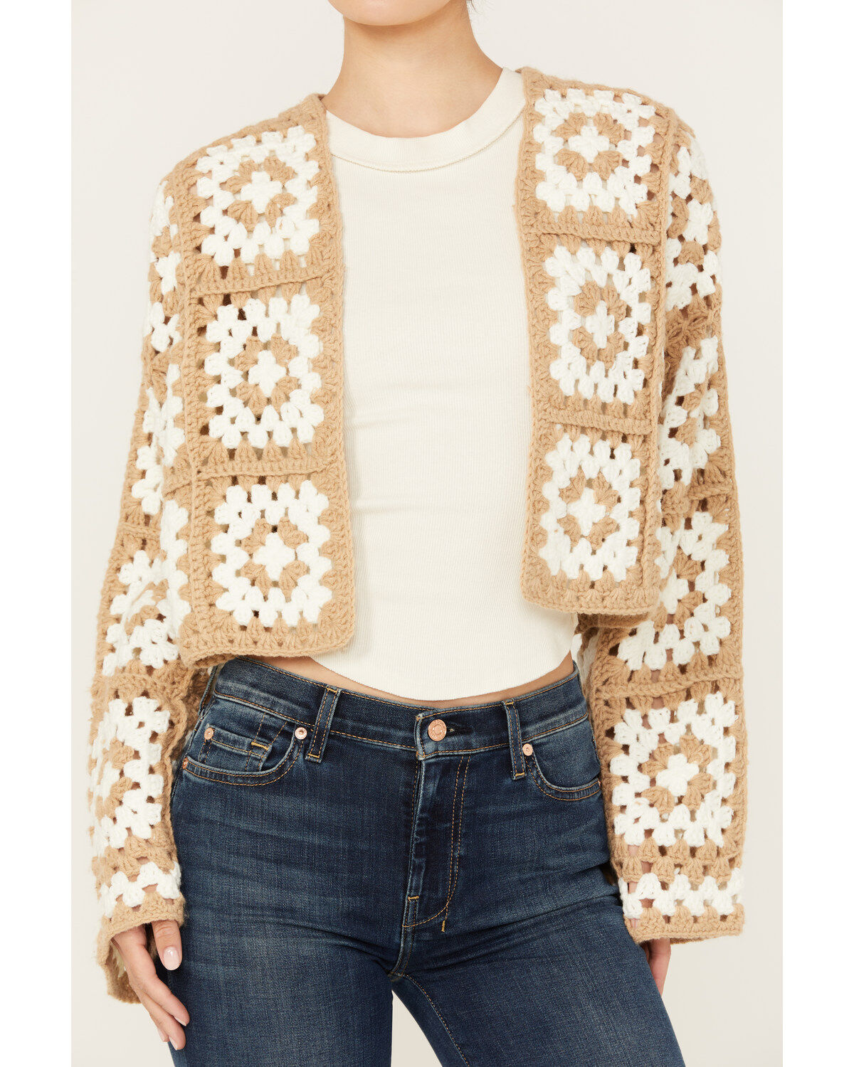 Revel Women's Crochet Cropped Cardigan