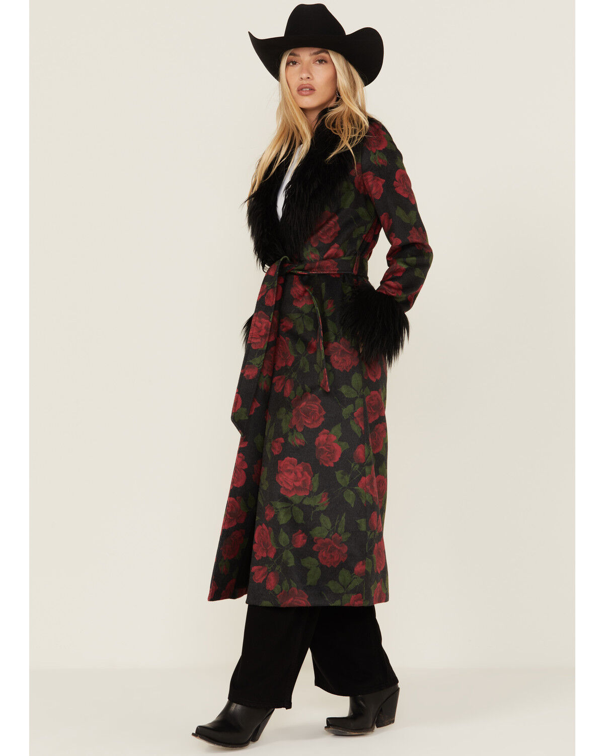 Show Me Your Mumu Women's Red Rose Long Coat