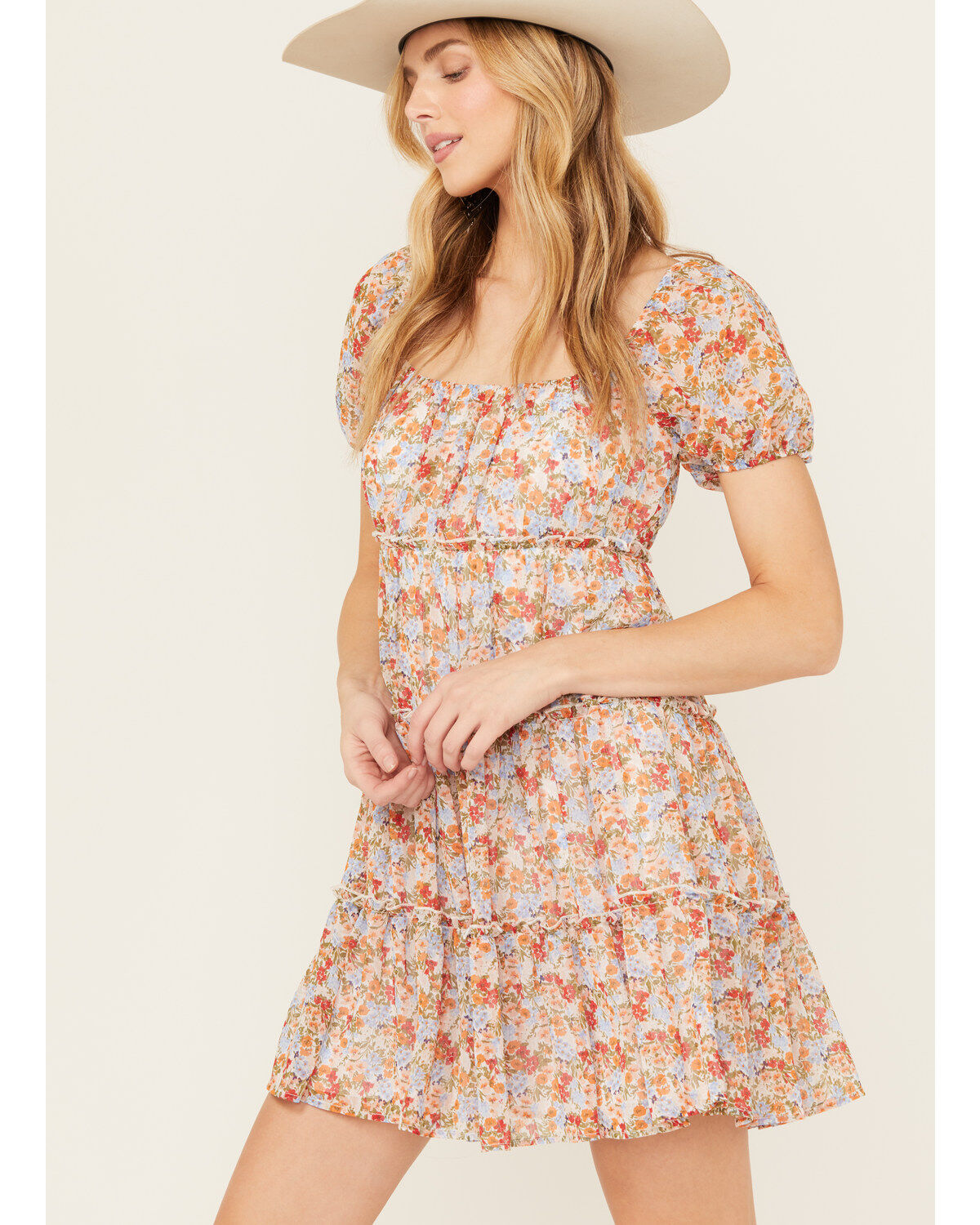 Ash & Violet Women's Tiered Floral Mini Dress