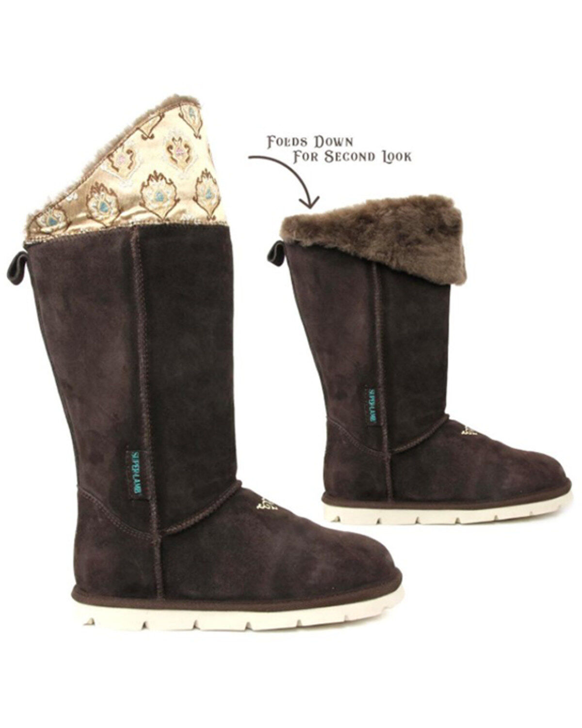 Superlamb Women's Mongol Foldable Cuff Pull On Casual Boots - Round Toe