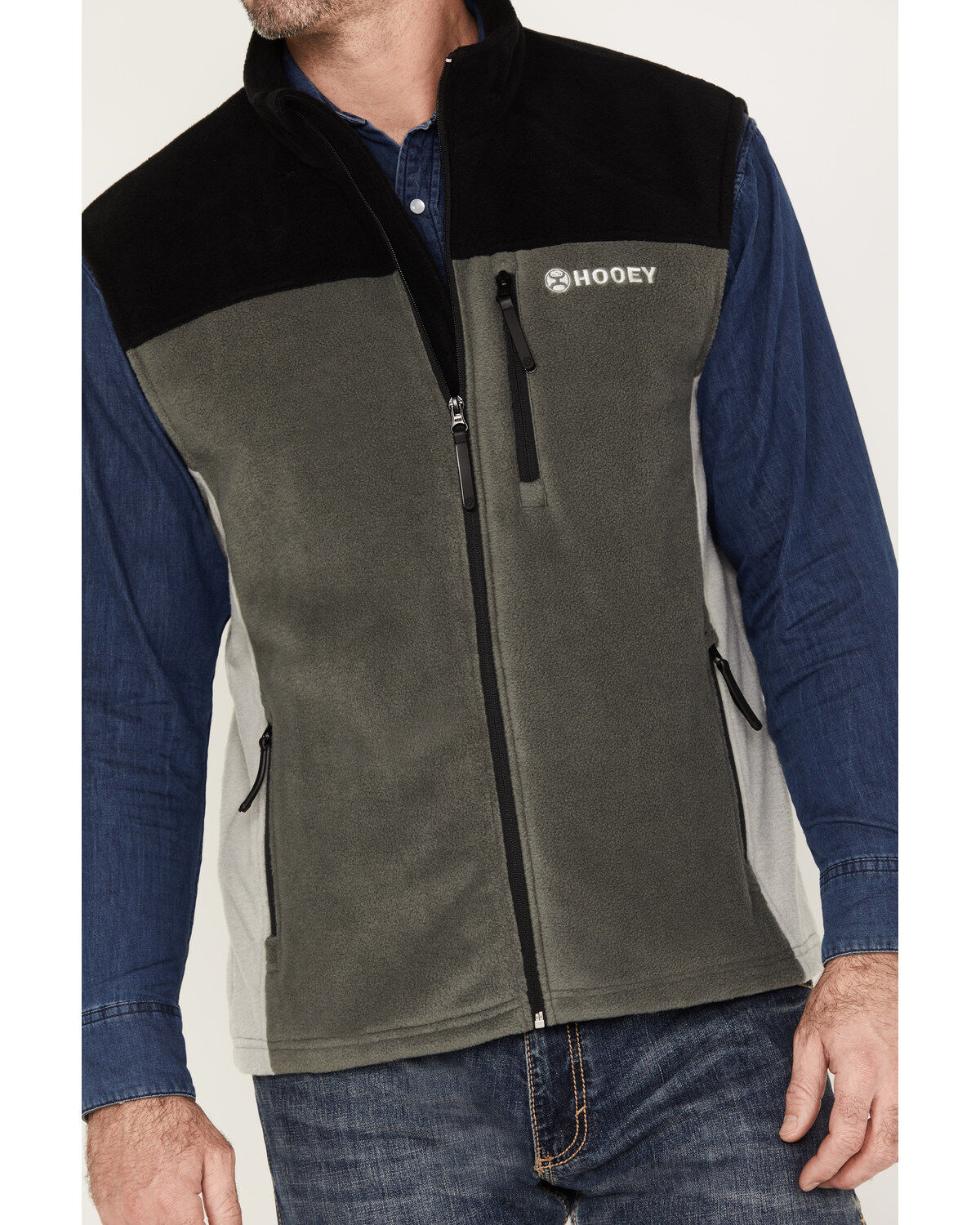 Hooey Men's Color Block Fleece Vest