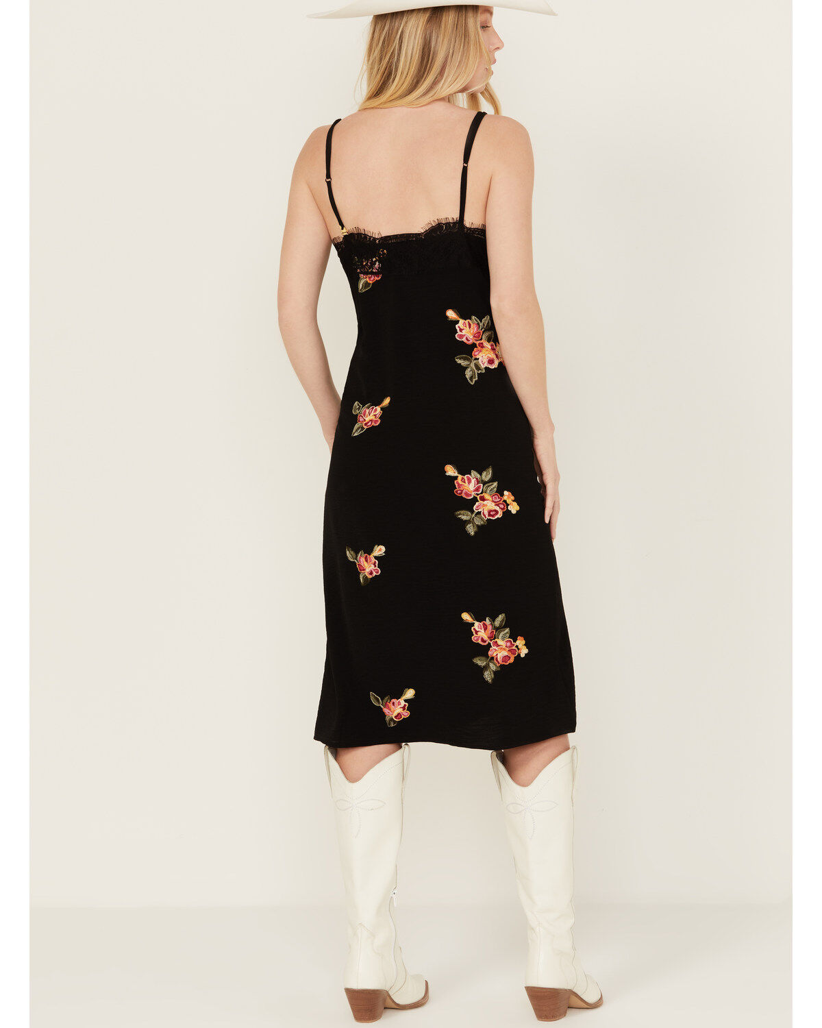 Wild Moss Women's Embroidered Slip Midi Dress