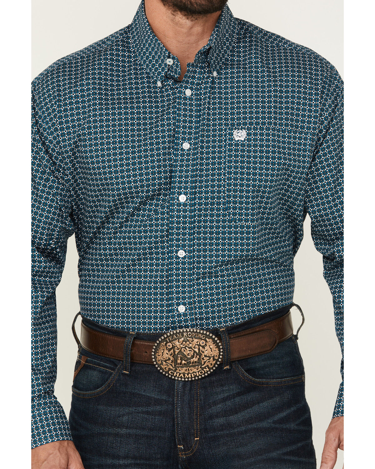 Cinch Men's Geo Print Long Sleeve Button-Down Western Shirt