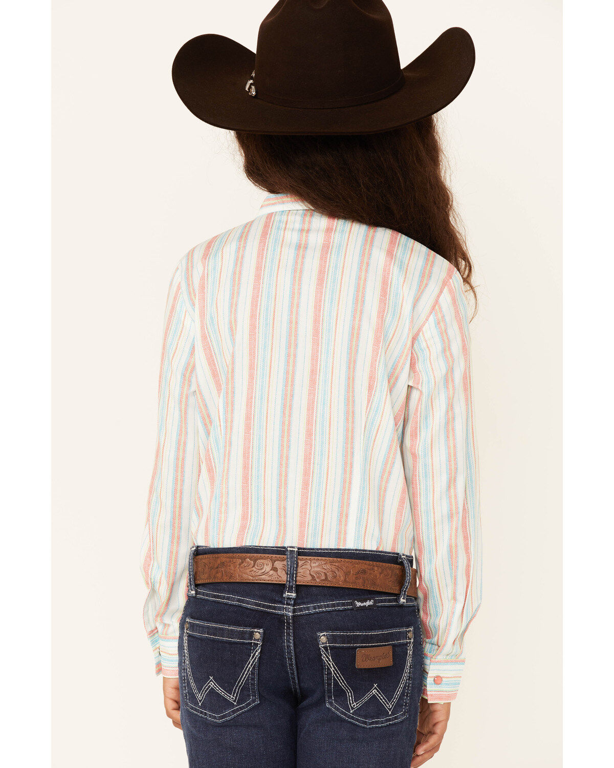 Cruel Girl Girl's Stripe Print Long Sleeve Pearl Snap Western Shirt