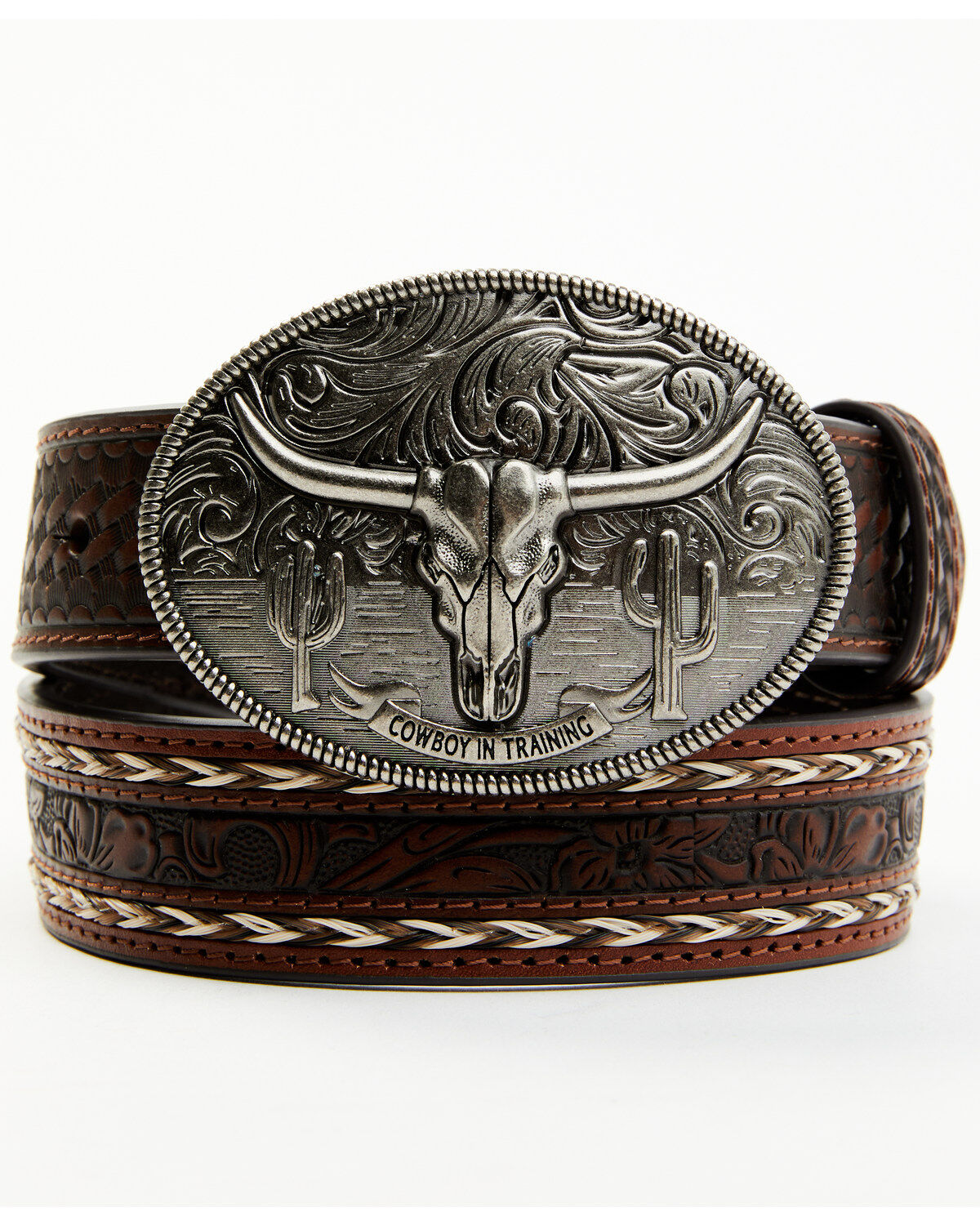 Cody James Boys' Longhorn Tooled Belt