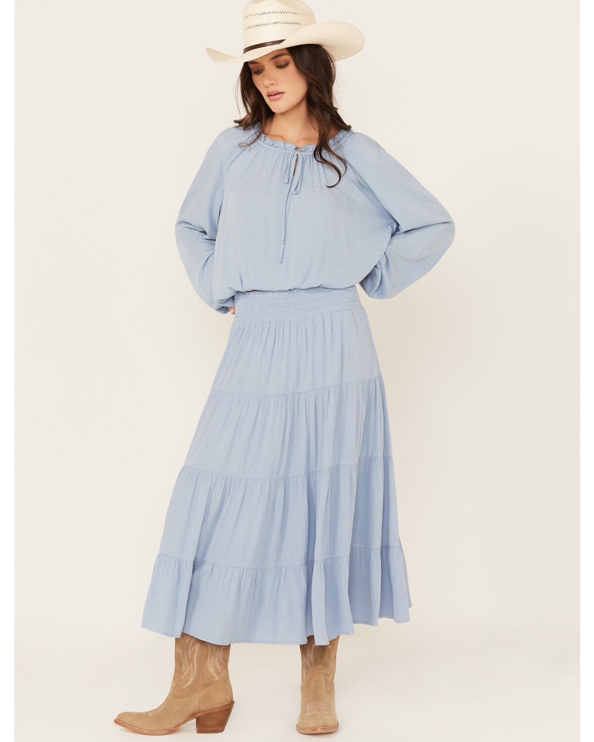 Wild Moss Women's Tiered Midi Skirt