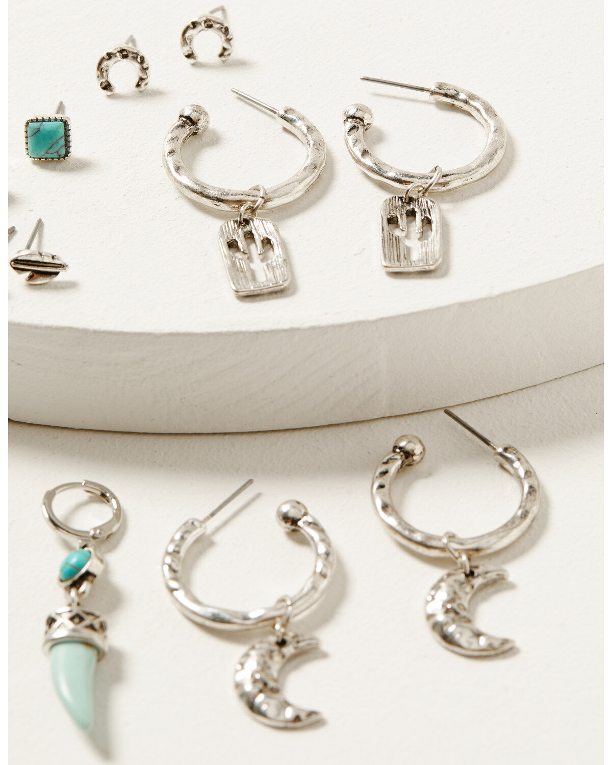 Shyanne Women's Moon & Cactus Turquoise Stone Earrings Set - 6-Piece