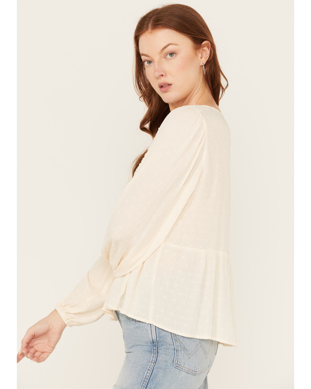 Jolt Women's Swiss Dot Peasant Top