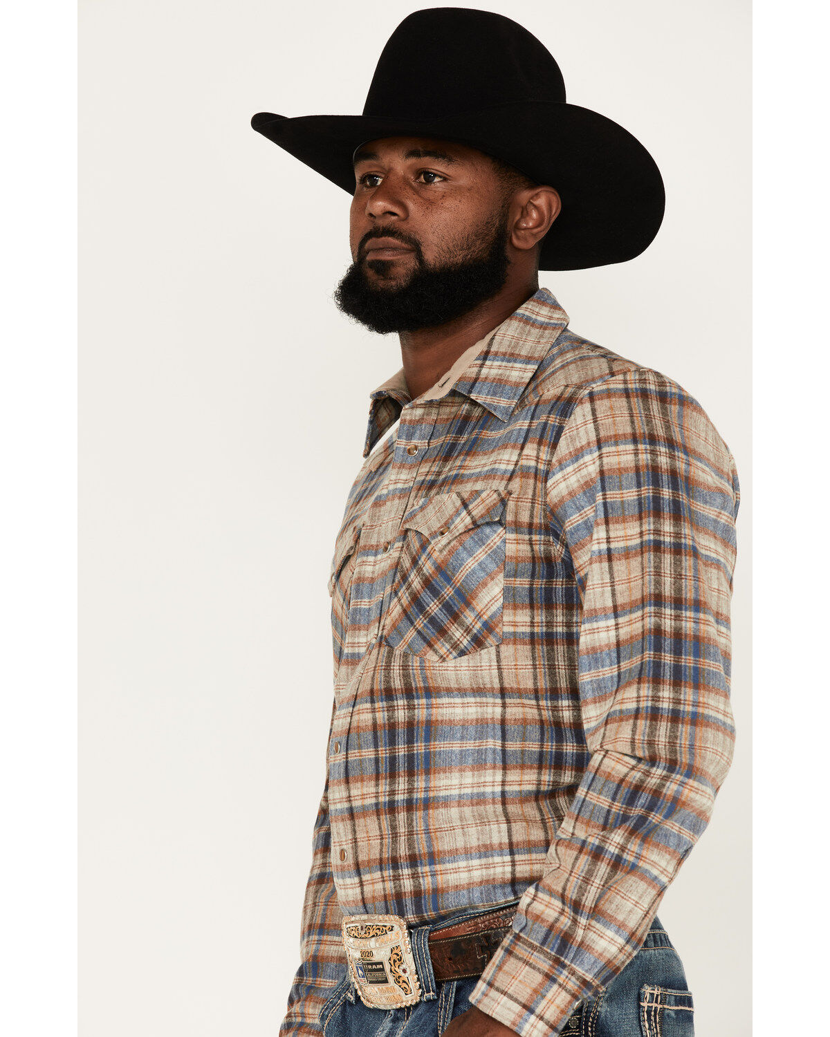 Pendleton Men's Canyon Small Plaid Snap Western Flannel Shirt