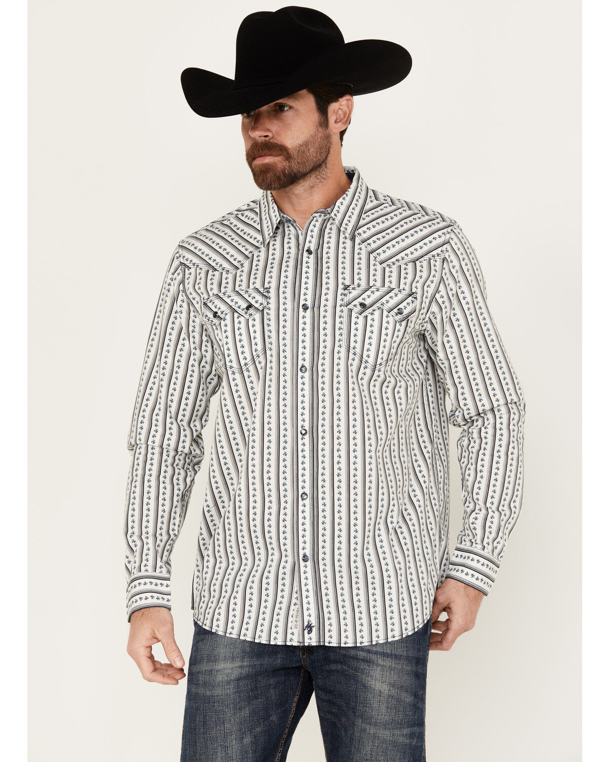 Moonshine Spirit Men's One Last Song Floral Print Long Sleeve Pearl Snap Western Shirt