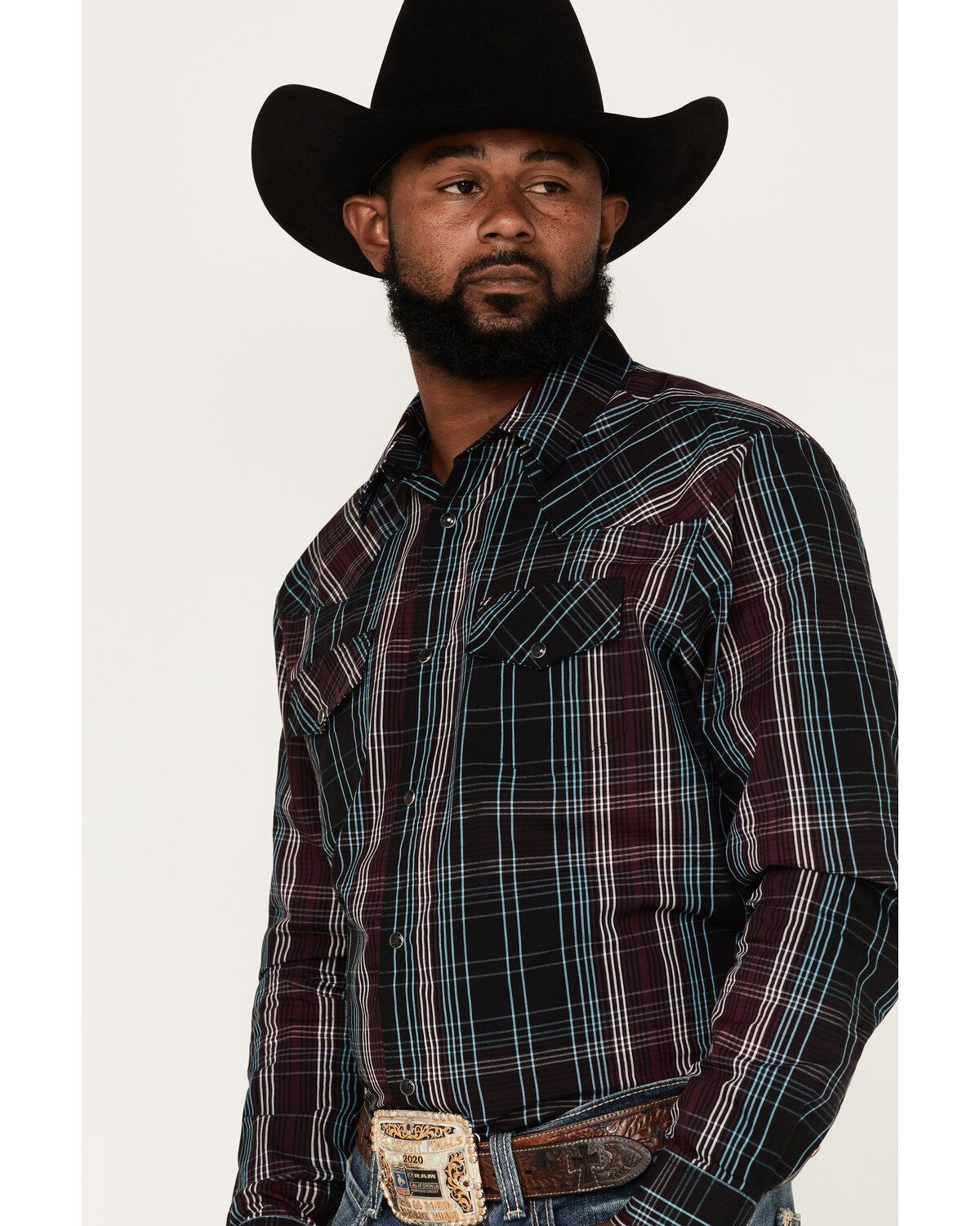 Gibson Men's Purple Hazed Plaid Snap Western Shirt