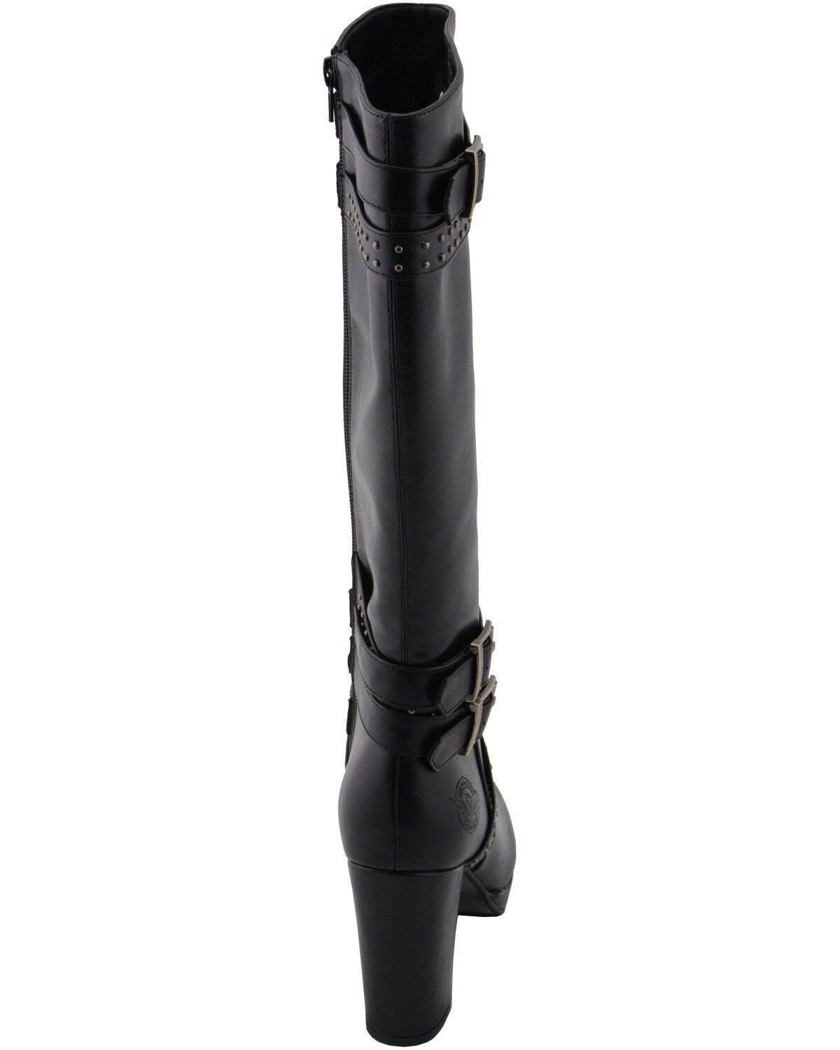 Milwaukee Leather Women's Platform Heel Studded Strap Boot - Round Toe