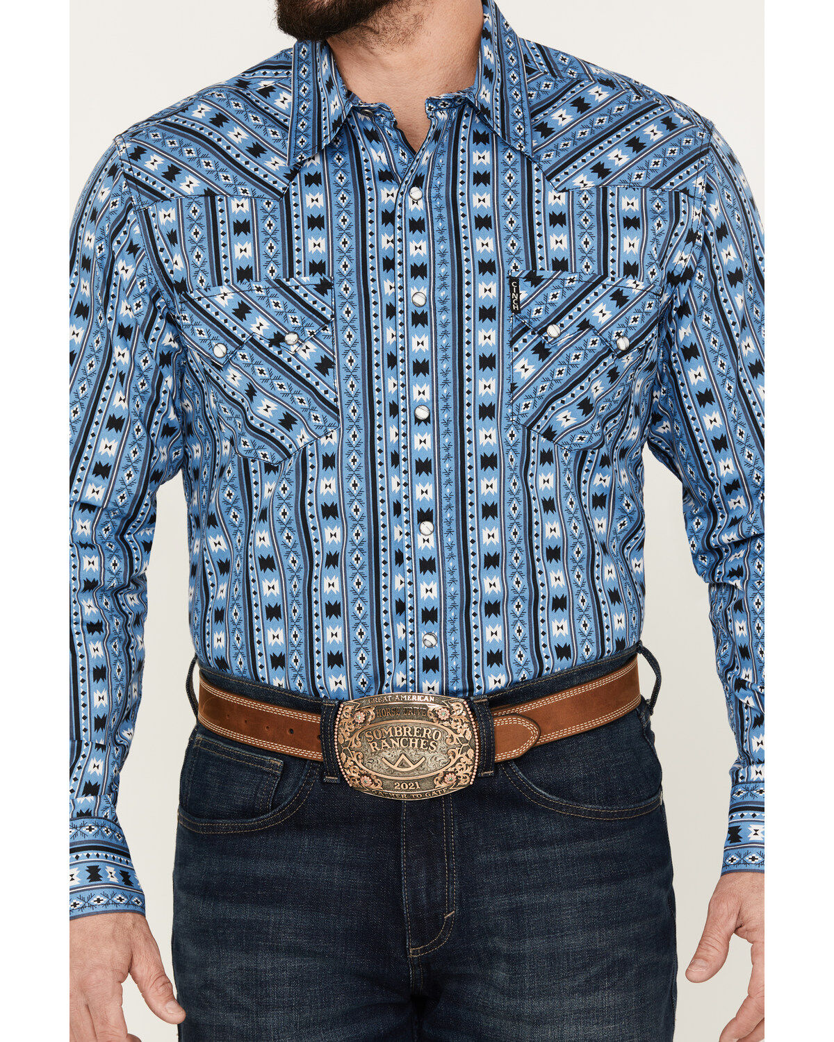 Cinch Men's Southwestern Print Long Sleeve Western Snap Shirt