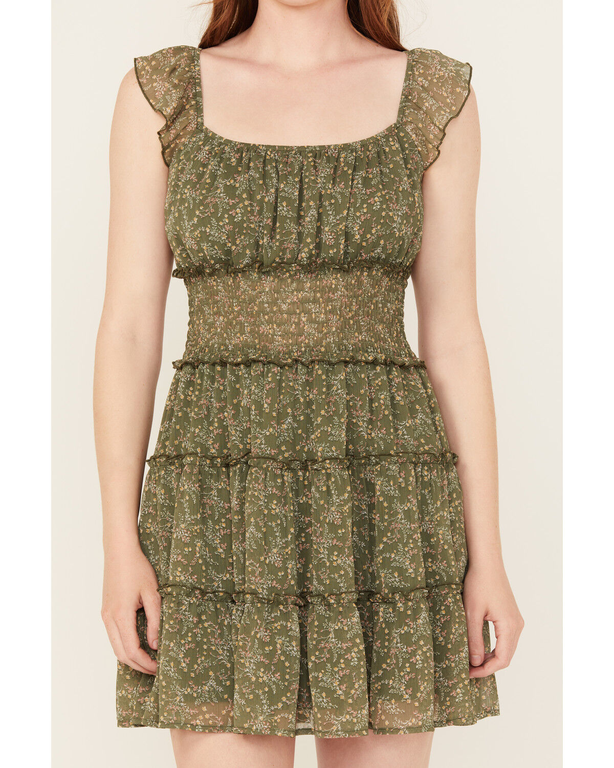 Trixxi Women's Floral Print Sleeveless Mini Dress