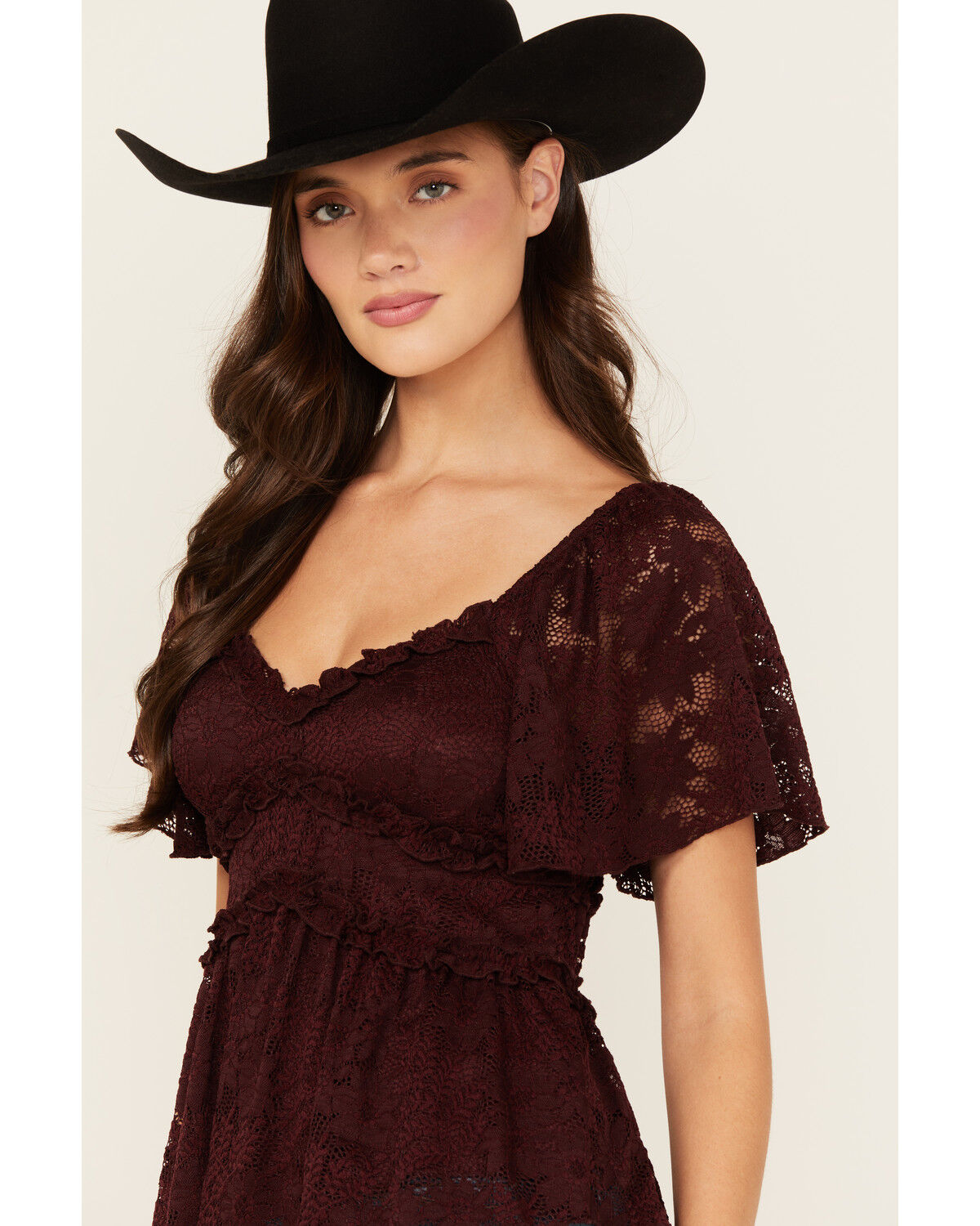 Originality Women's Ruffle Lace Short Sleeve Top