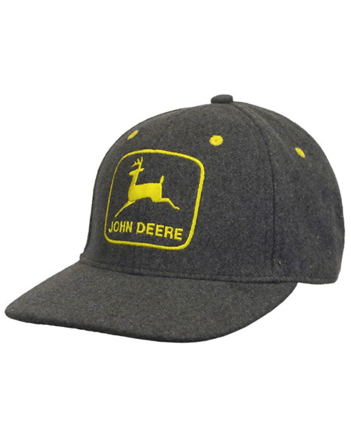 John Deere Men's Charcoal Embroidered Logo Faux Melton Wool Ball Cap
