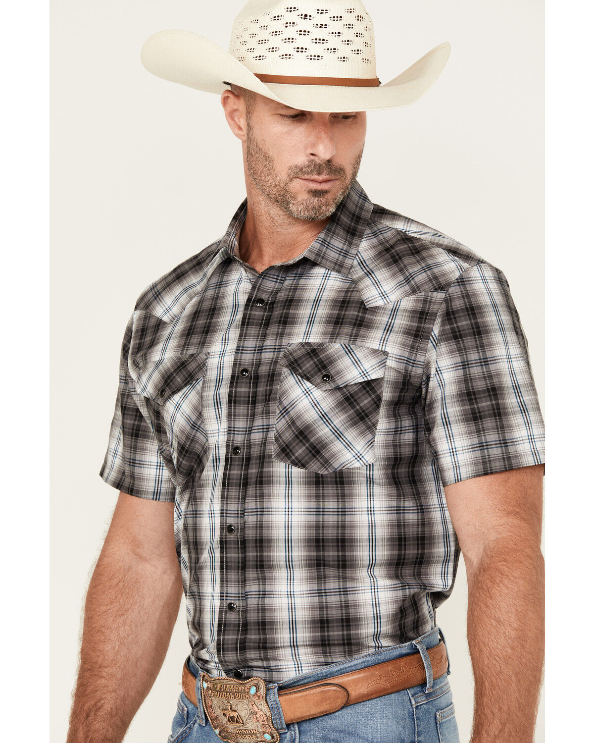 Pendleton Men's Boot Barn Exclusive Frontier Plaid Print Short Sleeve Snap Western Shirt