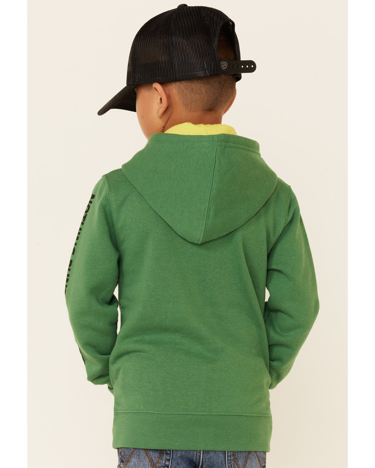 John Deere Boys' (4-7) Green Trademark Logo Sleeve Graphic Hooded Sweatshirt