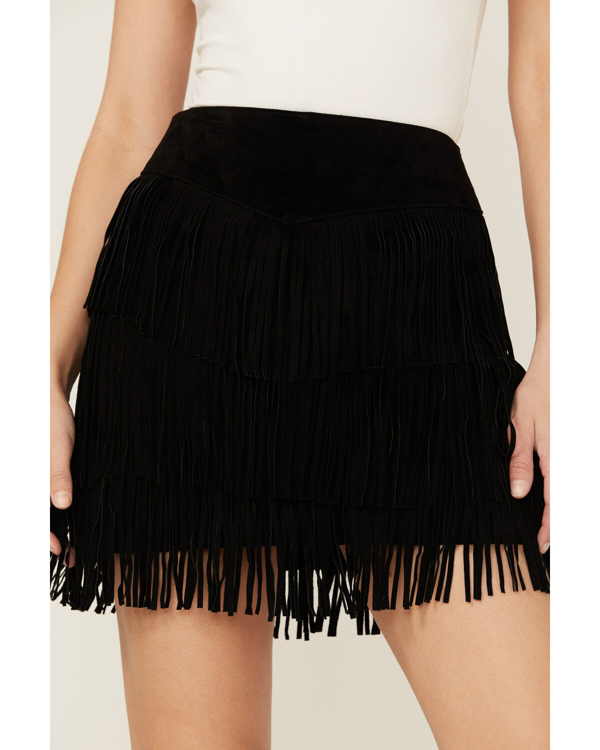 Scully Women's Fringe Tiered Suede Mini Skirt