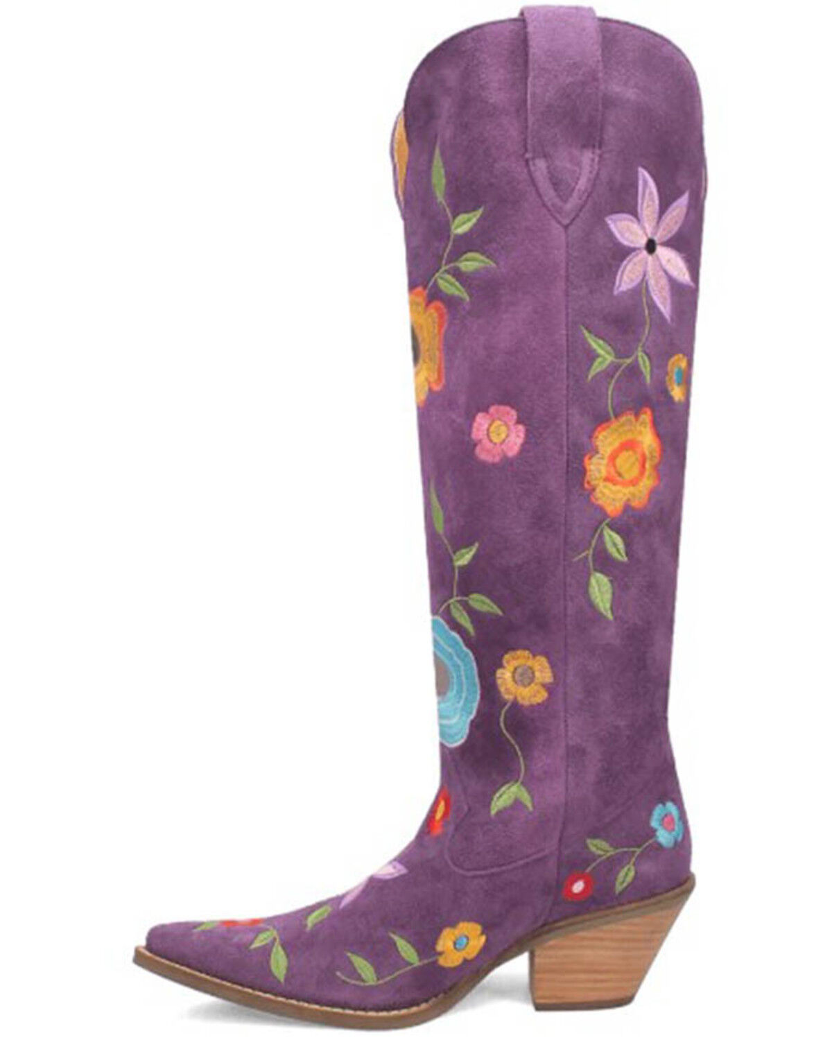 Dingo Women's Flower Power Suede Tall Western Boots - Snip Toe