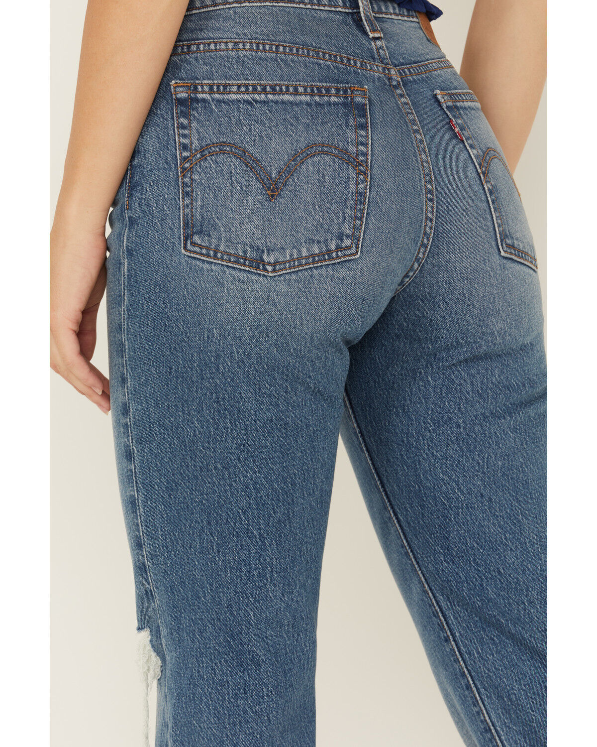 Levi's Women's Dark Wash Wedgie Bootcut Paint Destructed Stretch Denim Jeans