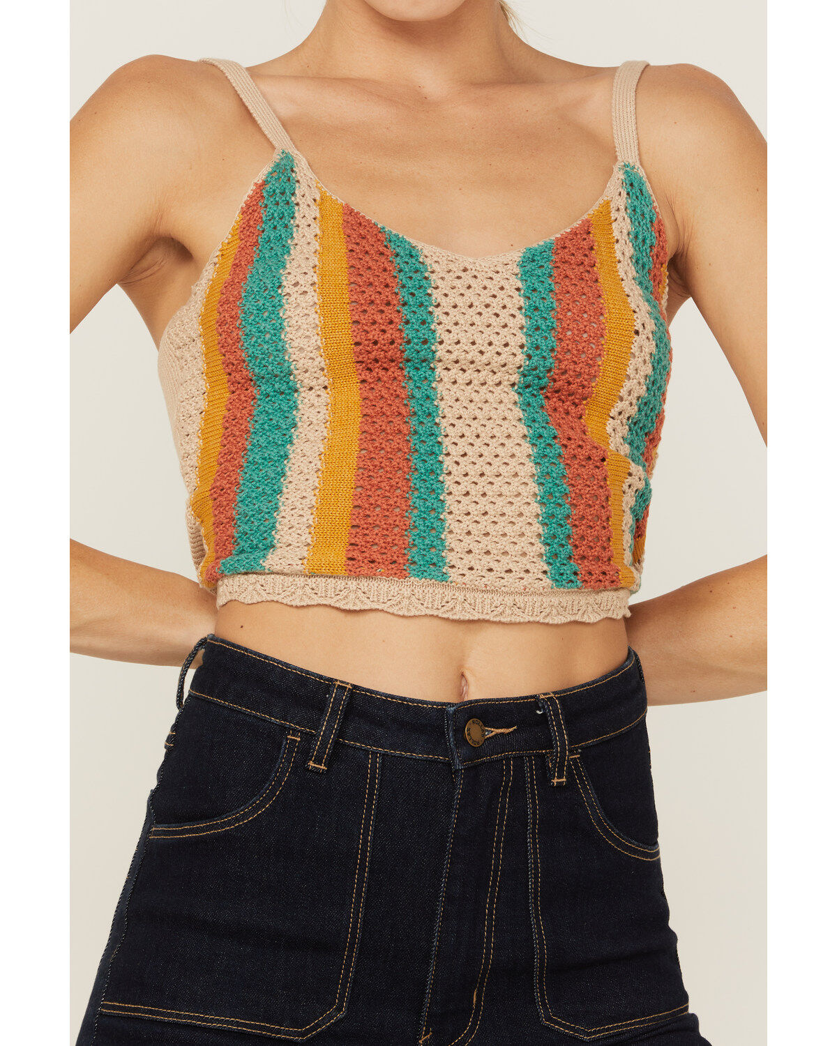 Lush Women's Multicolored Knit Stripe Sweater Tank