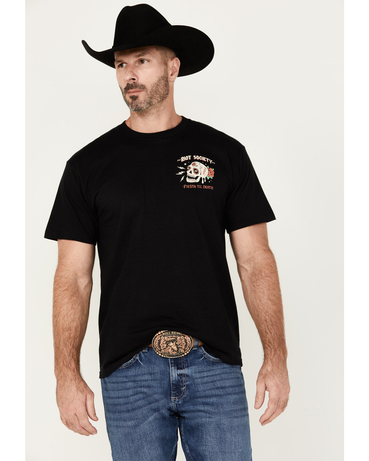 Riot Society Men's Guitar Girl Fiesta Til Death Short Sleeve Graphic T-Shirt