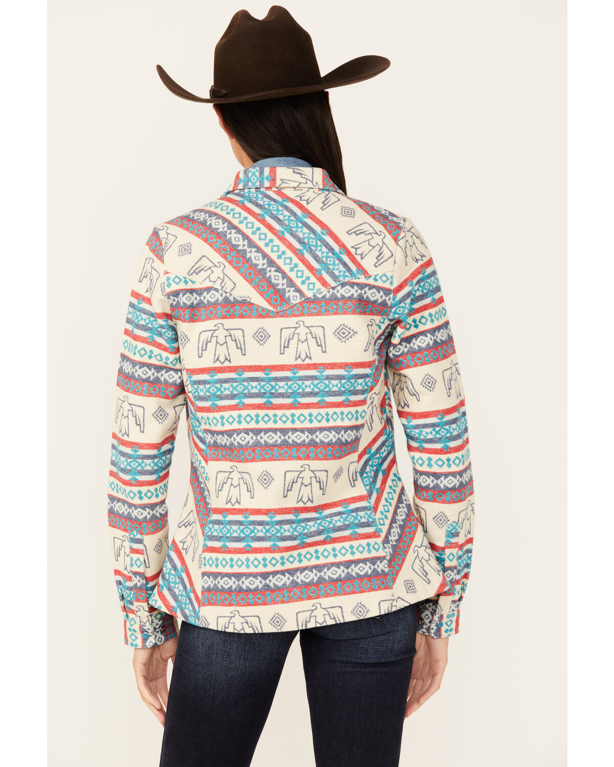 Outback Trading Co Women's Lorelei Southwestern Eagle Print Long Sleeve Snap Performance Shirt