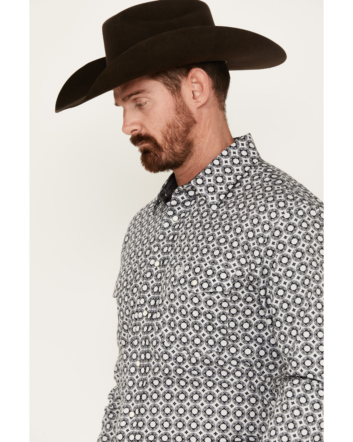 Panhandle Men's Select Medallion Print Long Sleeve Snap Western Shirt
