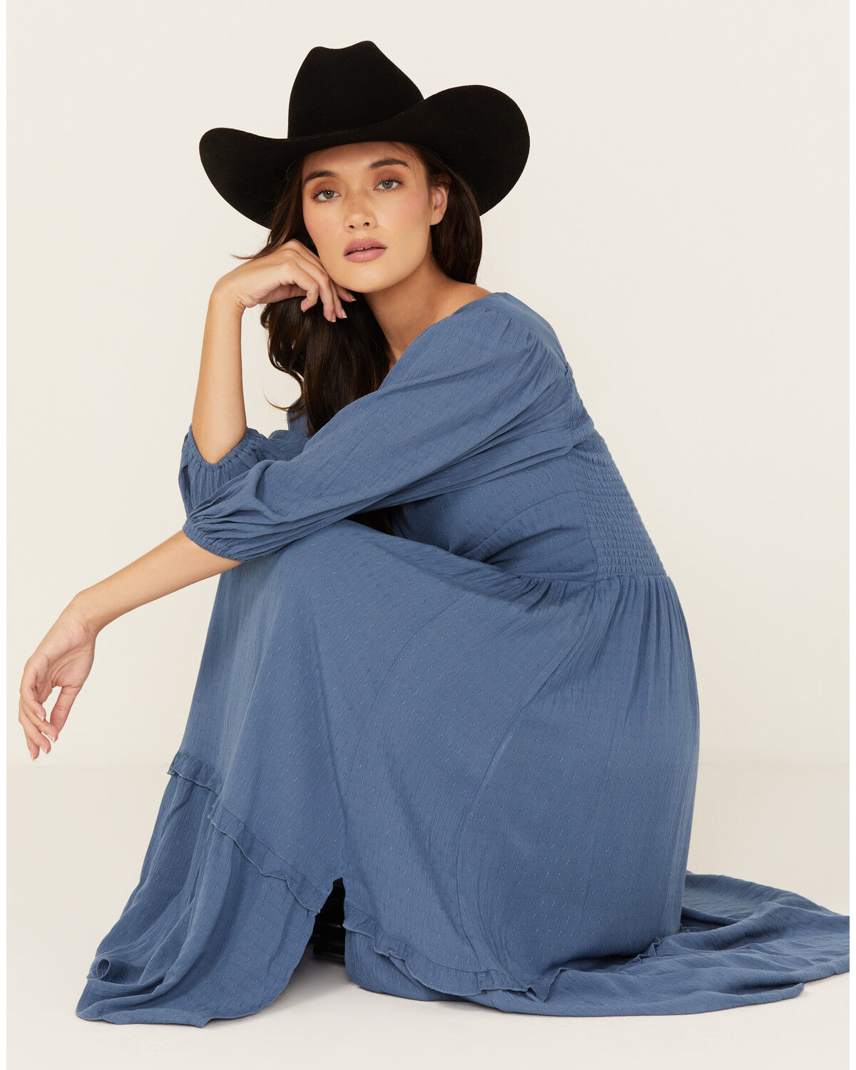 Wild Moss Women's Knot Front Midi Dress