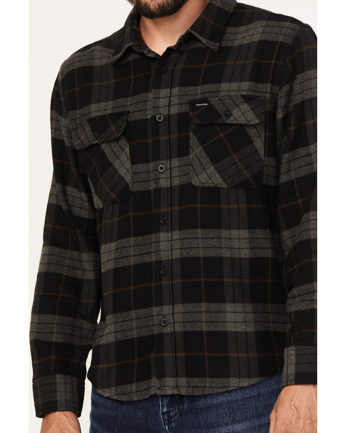 Brixton Men's Bowery Plaid Print Long Sleeve Button-Down Flannel Shirt