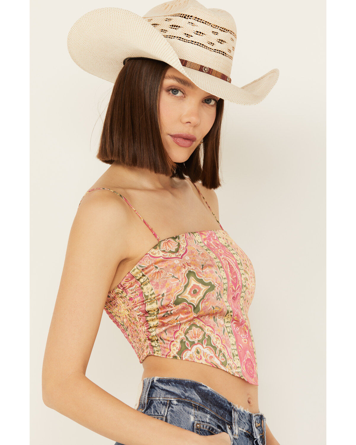 By Together Women's Floral Print Sleeveless Bandana Top