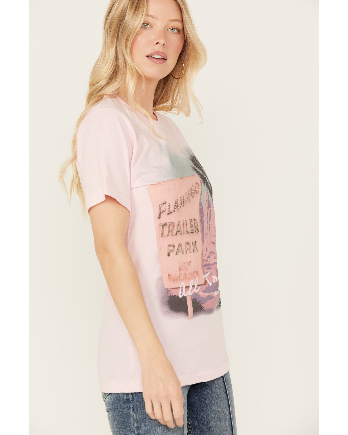Gina Tees Women's Flamingo Trailer Short Sleeve Graphic Tee