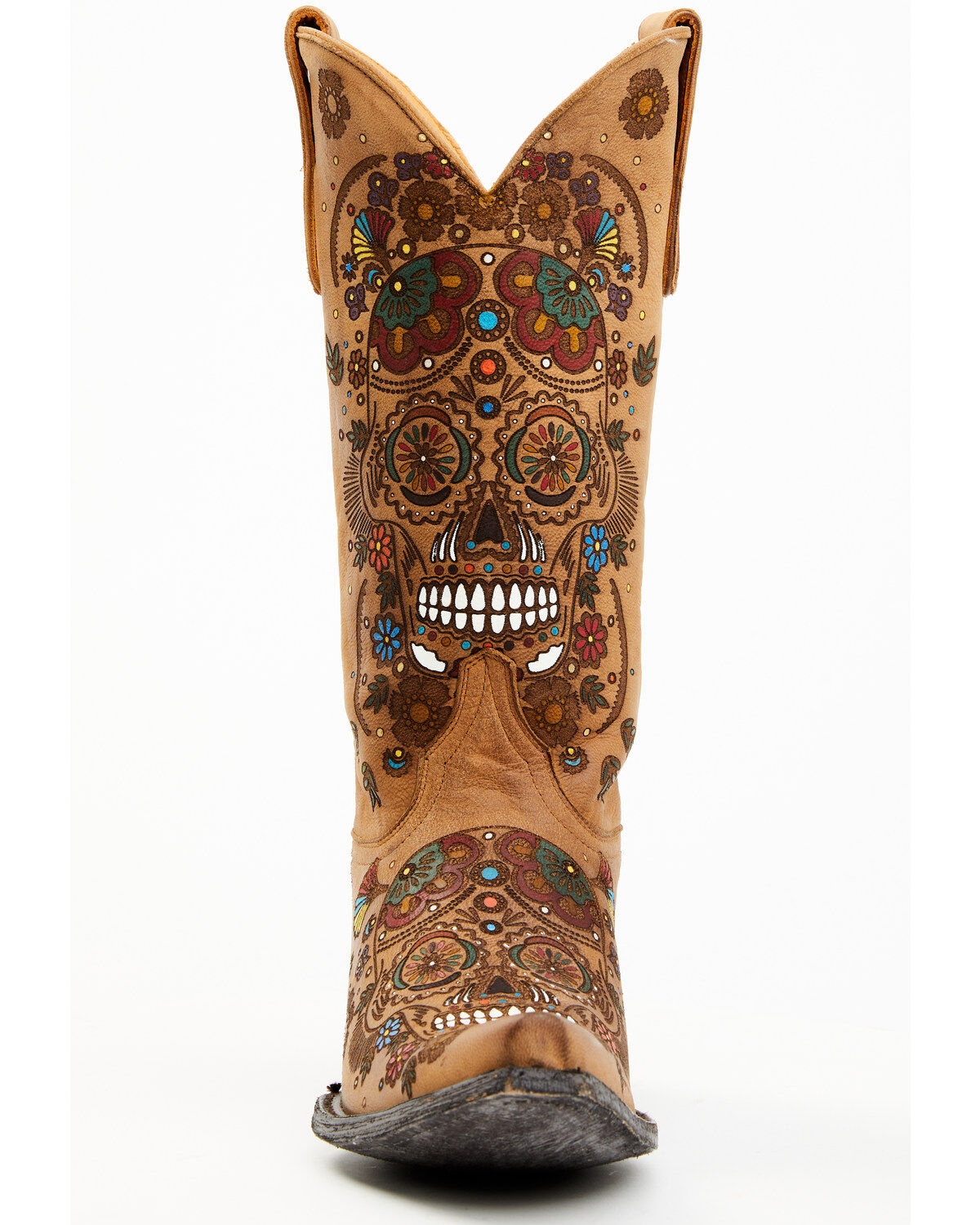 Old Gringo Women's Cavalier Skull & Floral Burnished Tall Western Leather Boots - Snip Toe