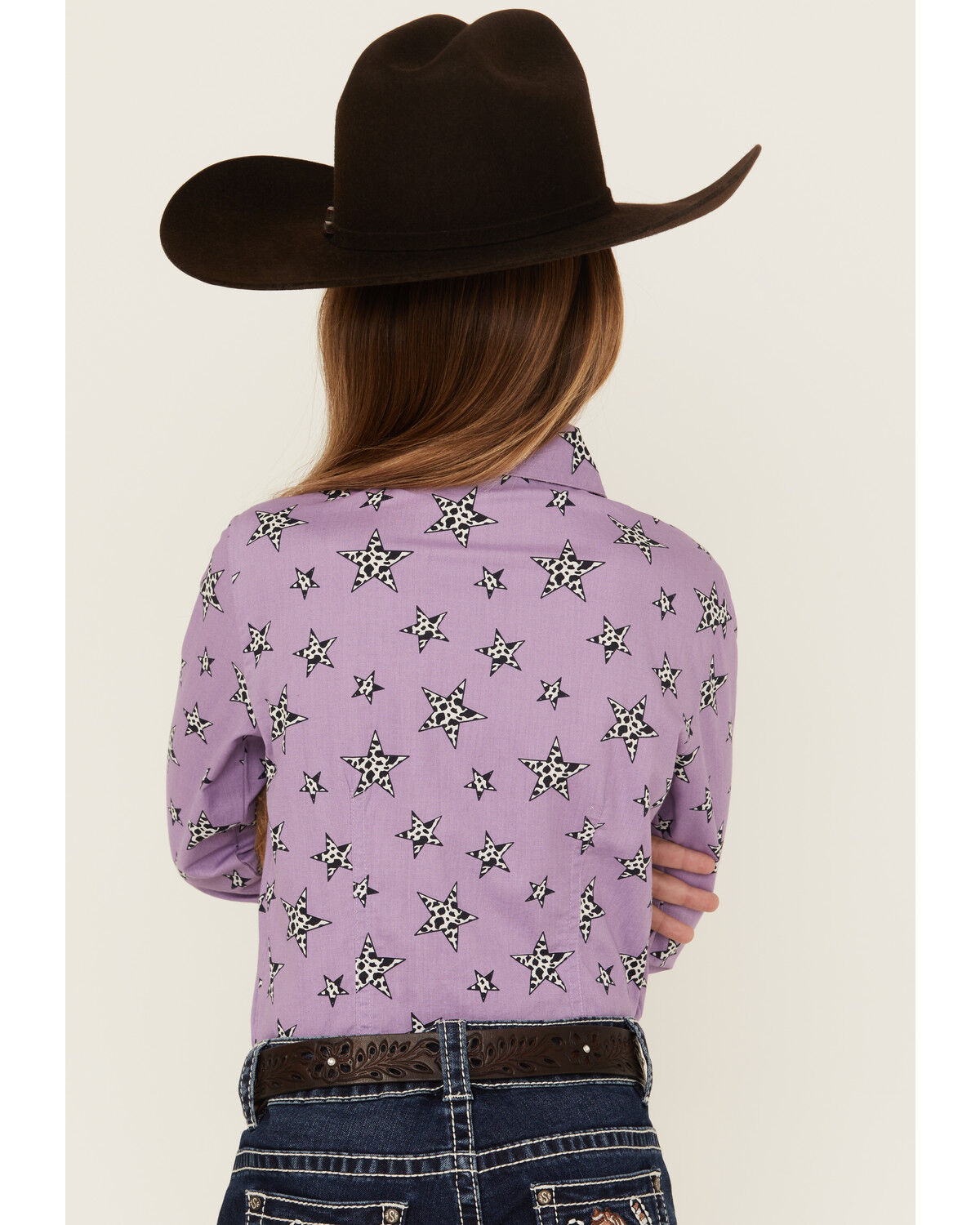 Cruel Girl Girls' Star Print Long Sleeve Snap Western Shirt