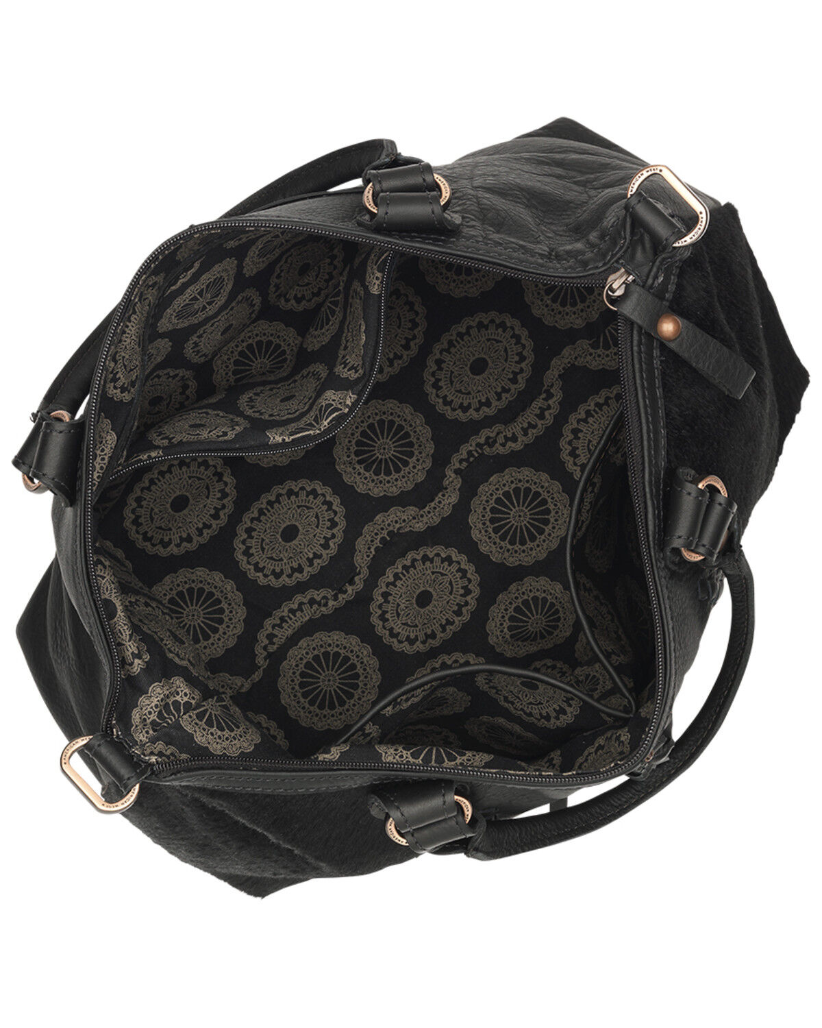 American West Cowhide Cow Town Large Convertible Zip Top Satchel