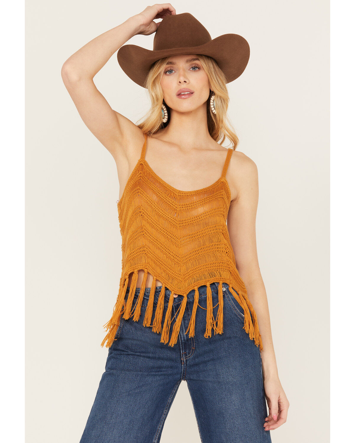 Rock & Roll Denim Women's Crochet Fringe Tank