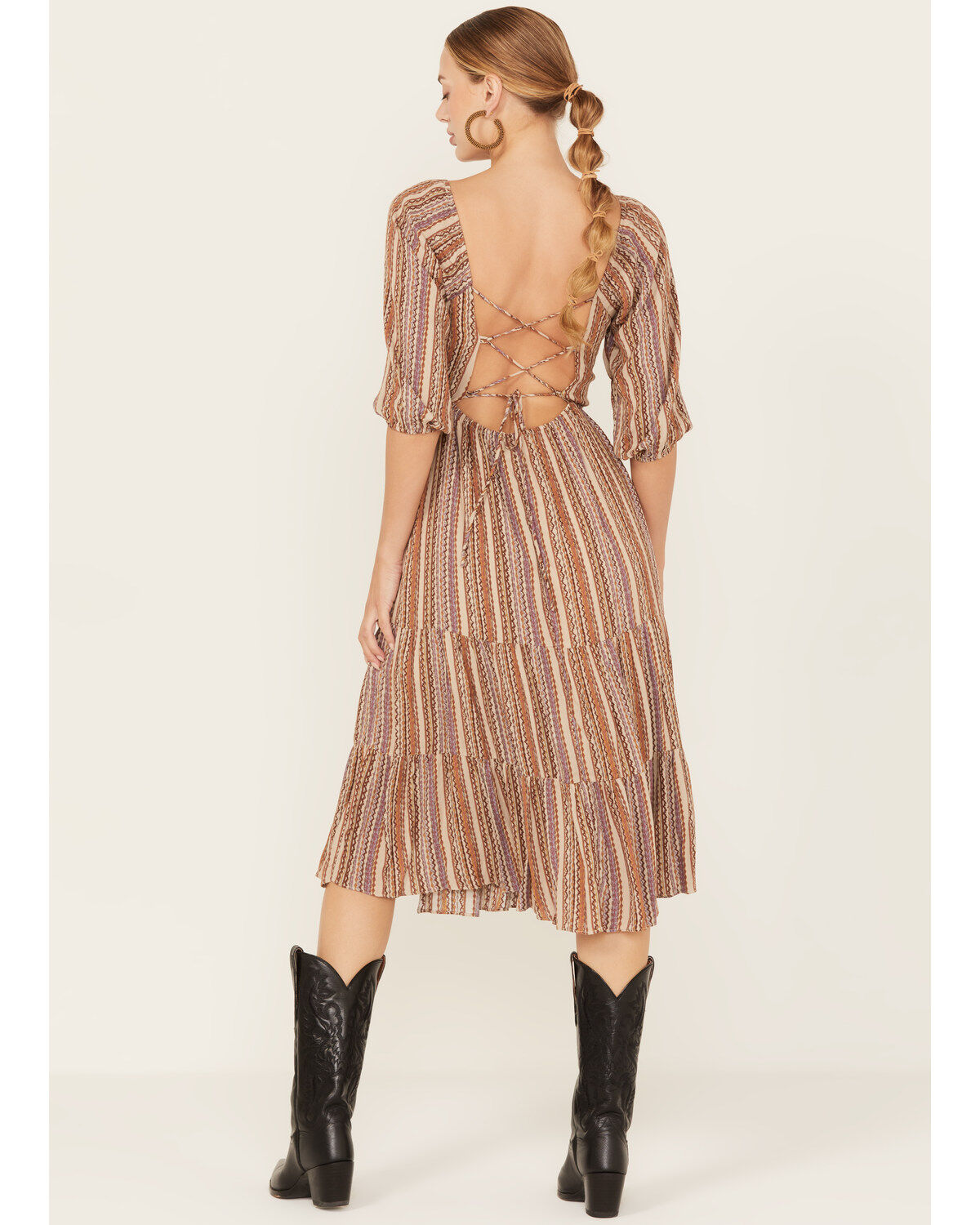 Sadie & Sage Women's Bohemian Open Back Midi Dress